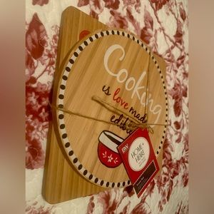 "Cooking" Round & Square Bamboo Trivet Set NEW NWT